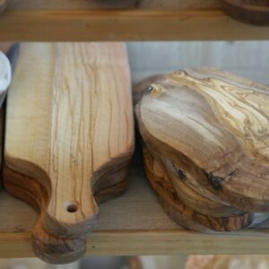 Olive wood cutting boards with natural grain