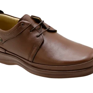 Brown leather apron-toe lace-up dress shoe