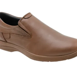 Brown leather side-gore slip-on dress shoe